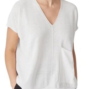 Eileen Fisher, Women’s L, White Linen/Cotton cap sleeve tunic